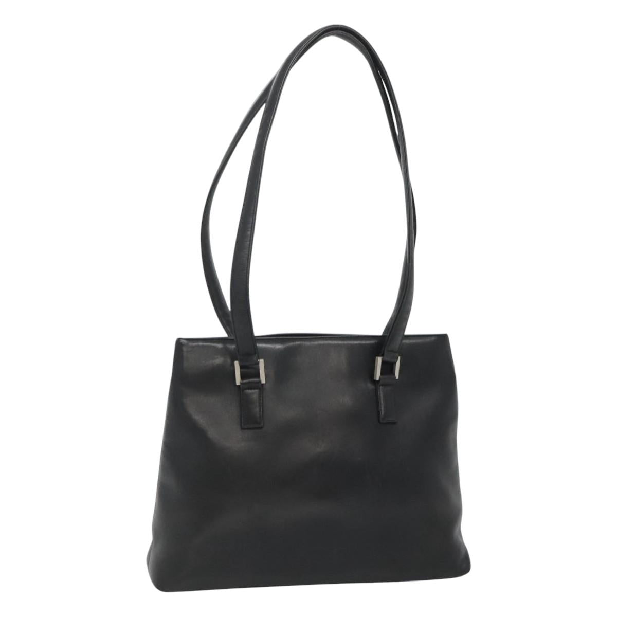 CHANEL Shoulder Bag Leather Black CC bs22384