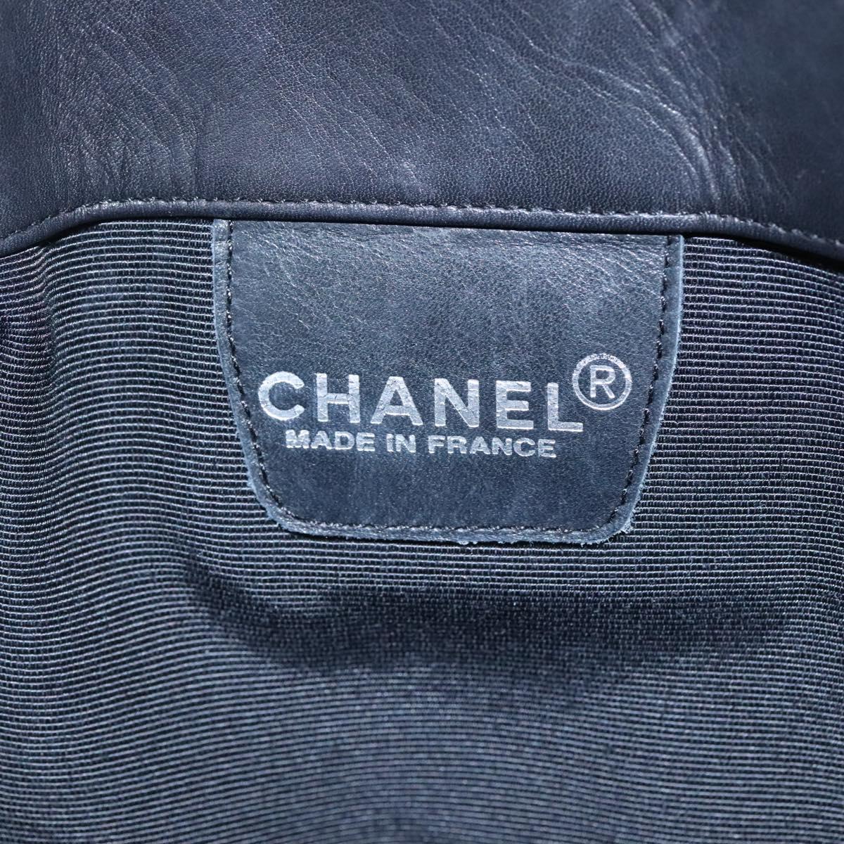 CHANEL Shoulder Bag Leather Black CC bs22384