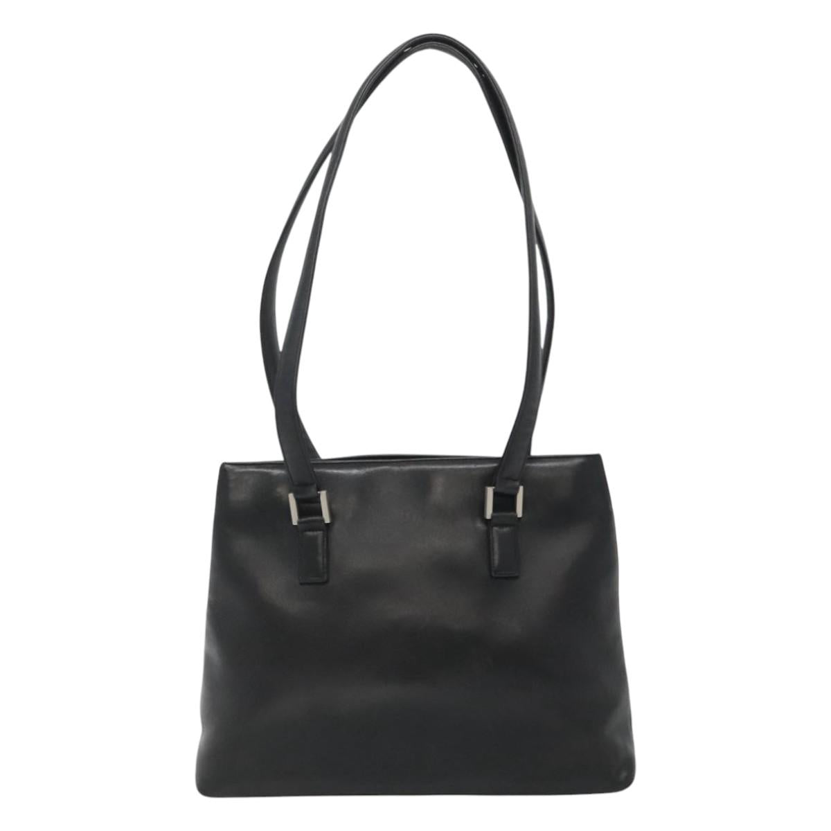 CHANEL Shoulder Bag Leather Black CC bs22384