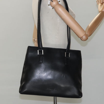 CHANEL Shoulder Bag Leather Black CC bs22384
