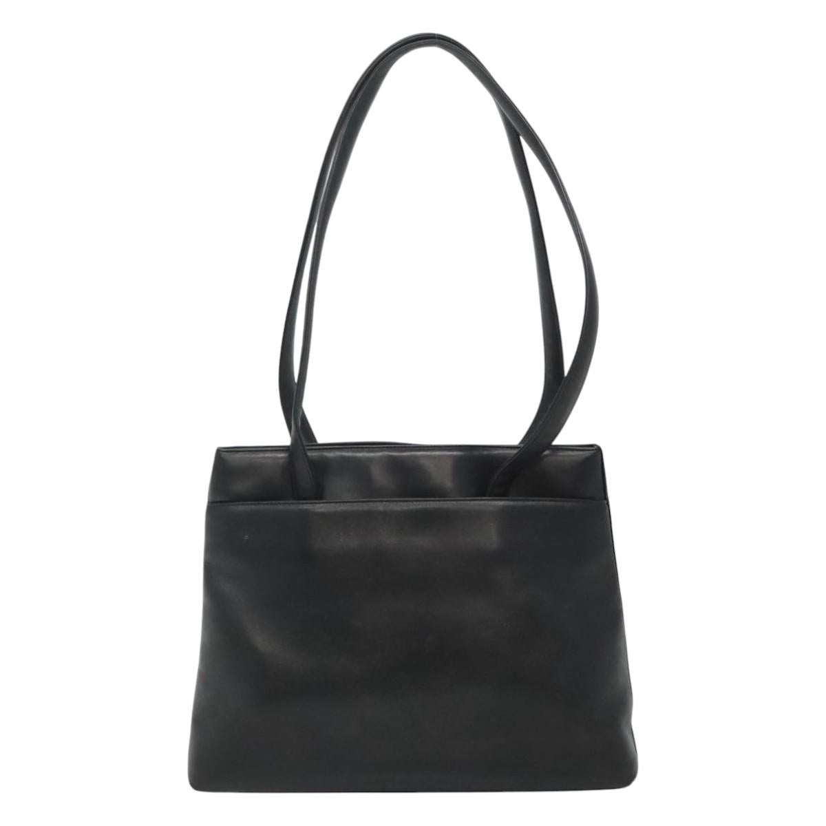 CHANEL Shoulder Bag Leather Black CC bs22384