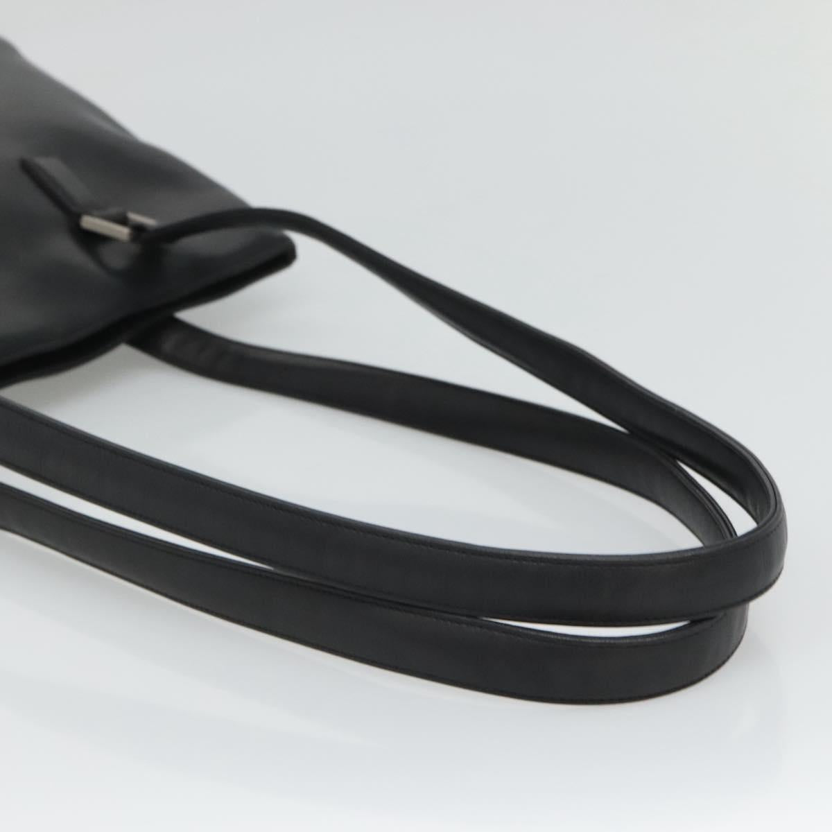 CHANEL Shoulder Bag Leather Black CC bs22384