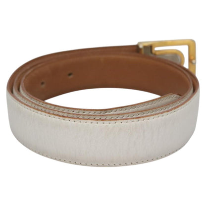 CHANEL Belt Leather 40.9"" Gold White CC bs22410