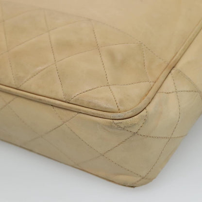 CHANEL Matelasse Chain Shoulder Bag Lamb Skin Beige CC bs22414