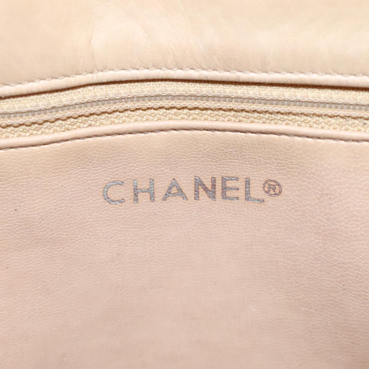 CHANEL Matelasse Chain Shoulder Bag Lamb Skin Beige CC bs22414