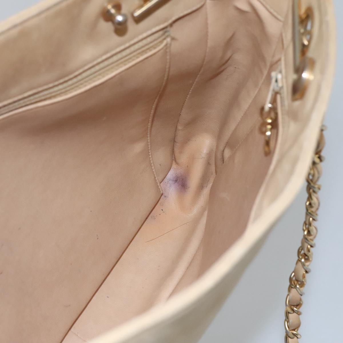 CHANEL Matelasse Chain Shoulder Bag Lamb Skin Beige CC bs22414