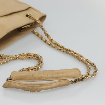 CHANEL Matelasse Chain Shoulder Bag Lamb Skin Beige CC bs22414