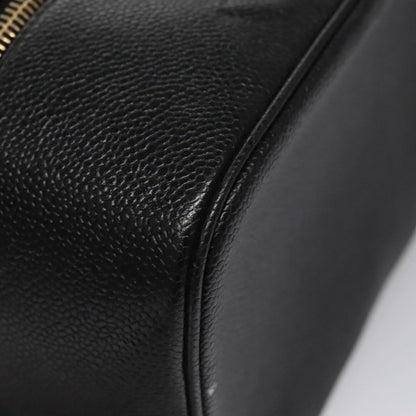 CHANEL Vanity Cosmetic Pouch Caviar Skin Black Gold CC bs22423