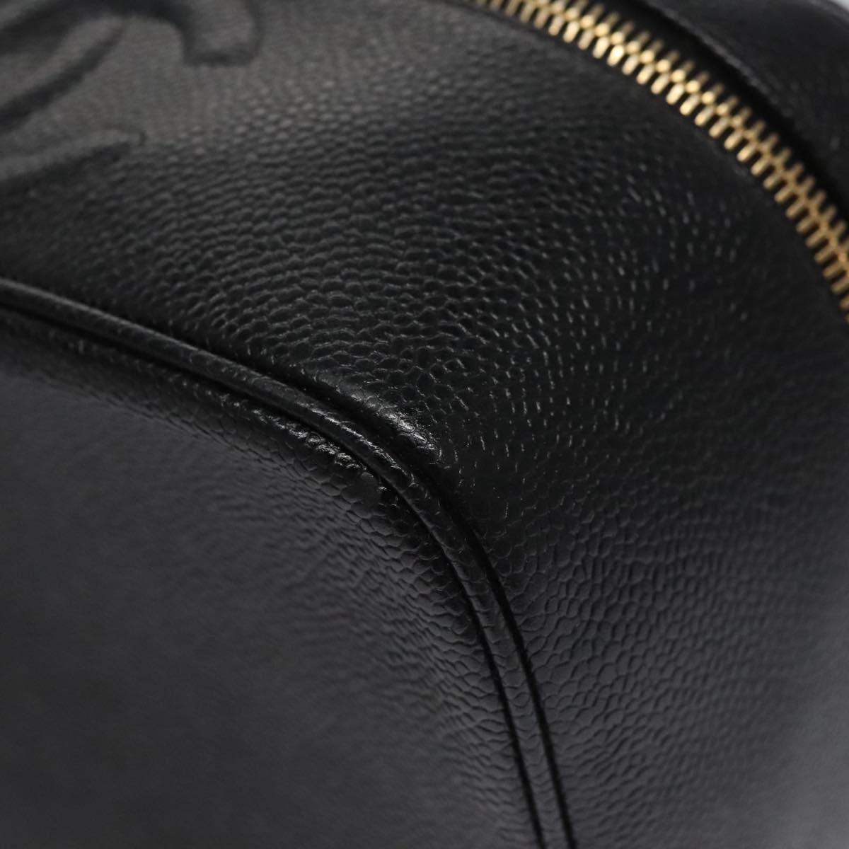CHANEL Vanity Cosmetic Pouch Caviar Skin Black Gold CC bs22423
