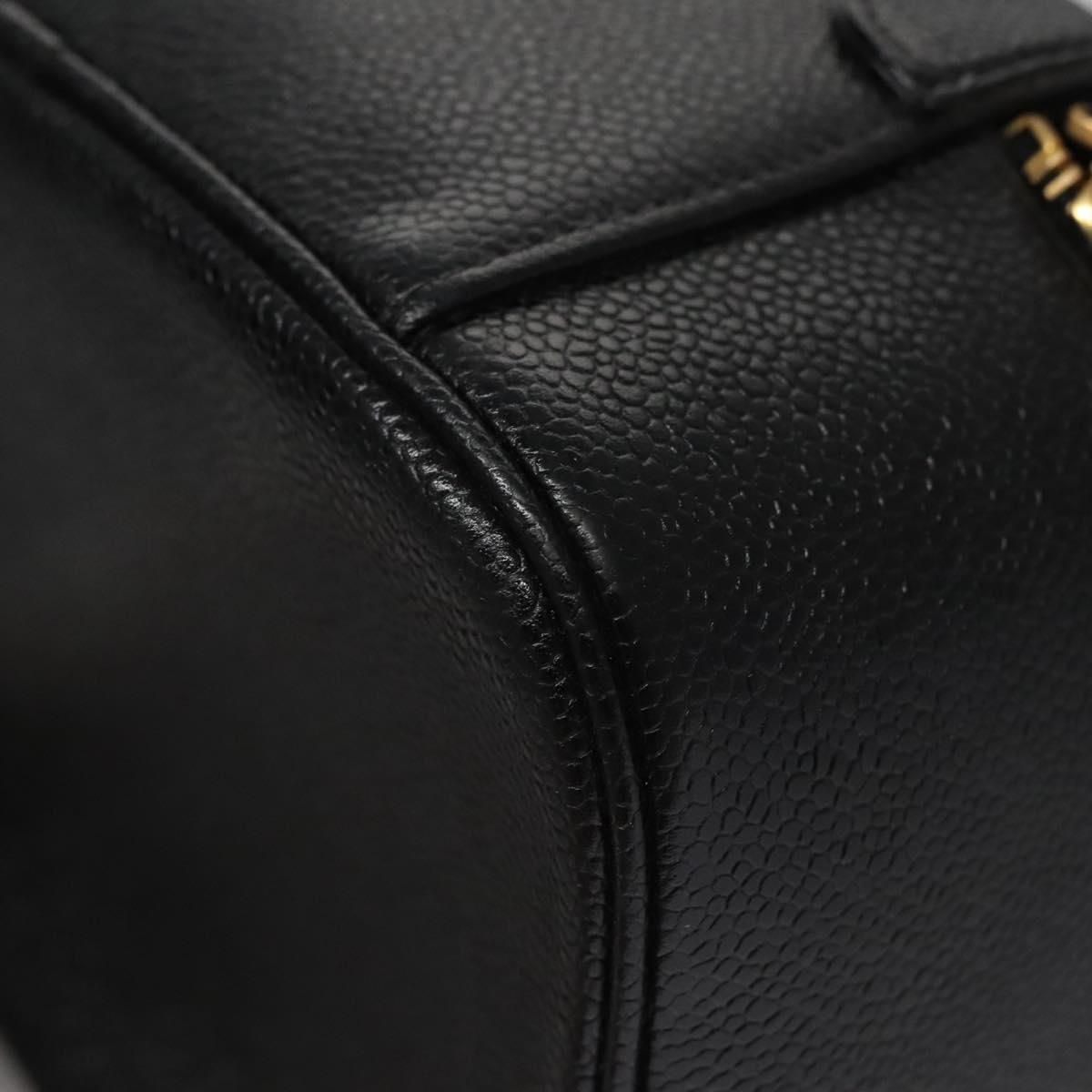 CHANEL Vanity Cosmetic Pouch Caviar Skin Black Gold CC bs22423