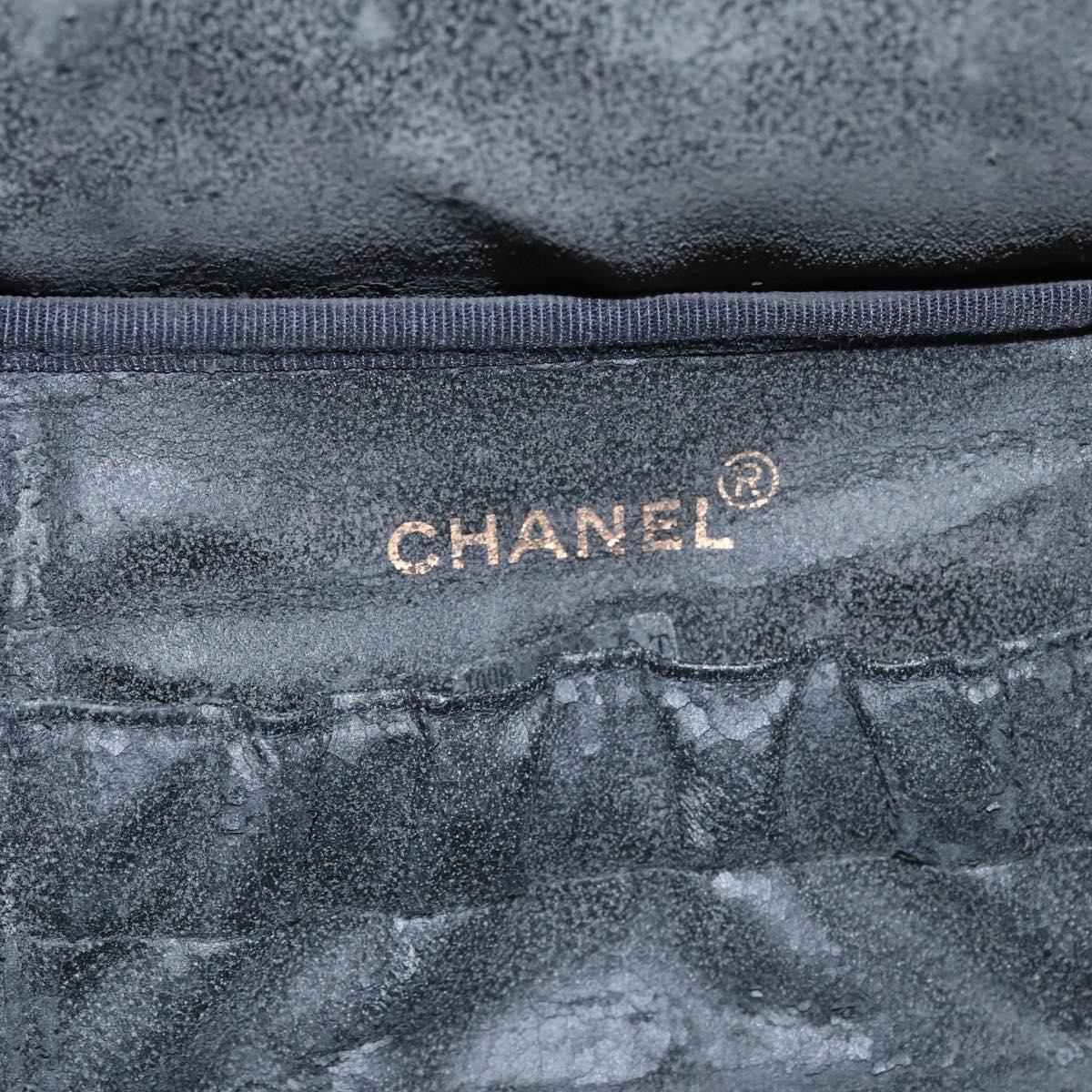 CHANEL Vanity Cosmetic Pouch Caviar Skin Black Gold CC bs22423