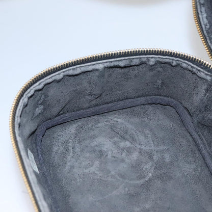 CHANEL Vanity Cosmetic Pouch Caviar Skin Black Gold CC bs22423