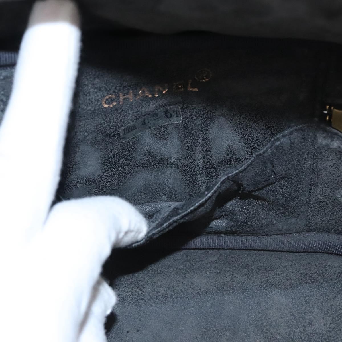 CHANEL Vanity Cosmetic Pouch Caviar Skin Black Gold CC bs22423