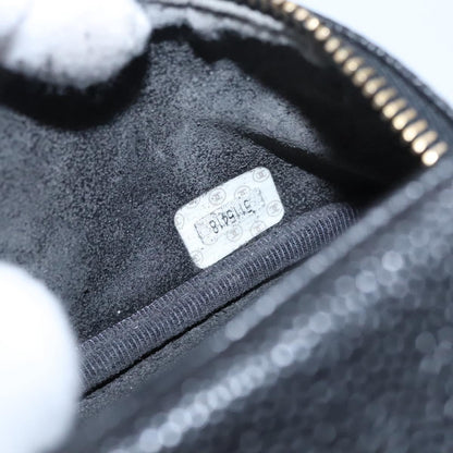 CHANEL Vanity Cosmetic Pouch Caviar Skin Black Gold CC bs22423