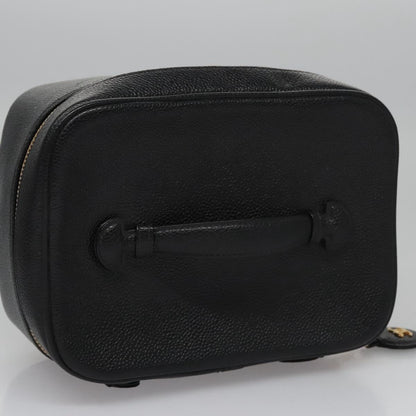 CHANEL Vanity Cosmetic Pouch Caviar Skin Black Gold CC bs22423