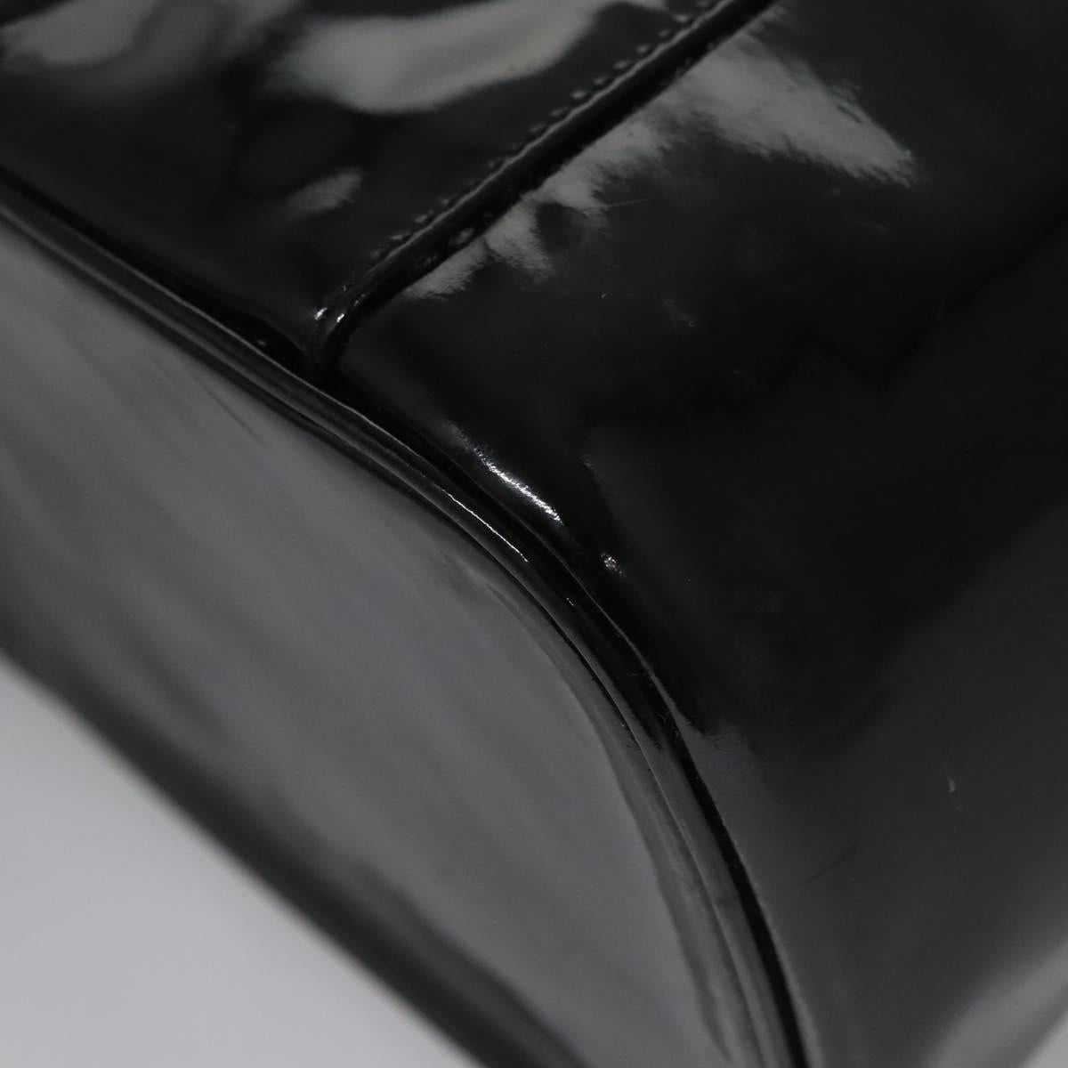 CHANEL Vanity Hand Bag Patent leather Black CC bs22424