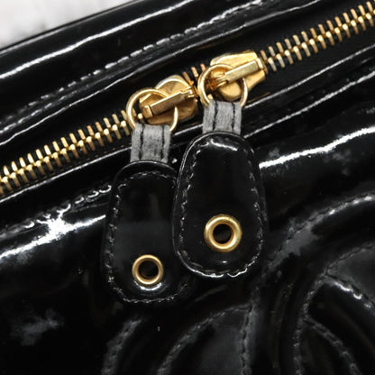 CHANEL Vanity Hand Bag Patent leather Black CC bs22424