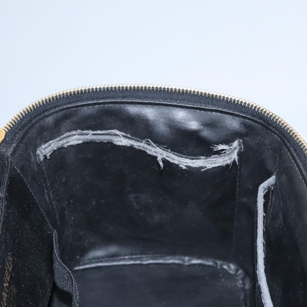 CHANEL Vanity Hand Bag Patent leather Black CC bs22424