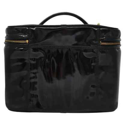 CHANEL Vanity Hand Bag Patent leather Black CC bs22424