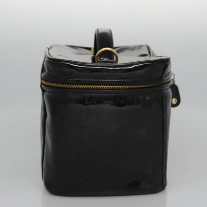 CHANEL Vanity Hand Bag Patent leather Black CC bs22424