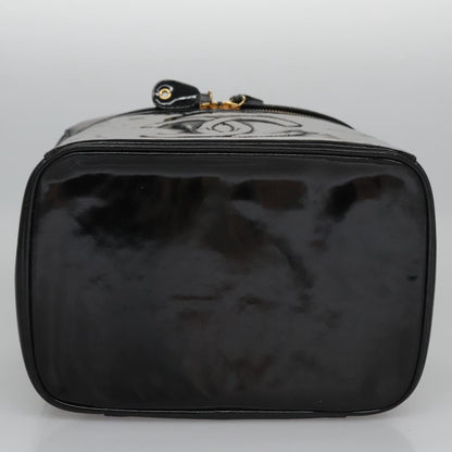 CHANEL Vanity Hand Bag Patent leather Black CC bs22424