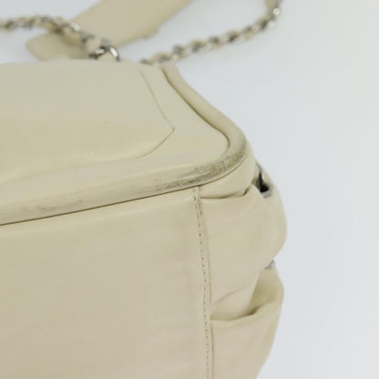 CHANEL Chain Shoulder Bag Leather Beige CC bs22626