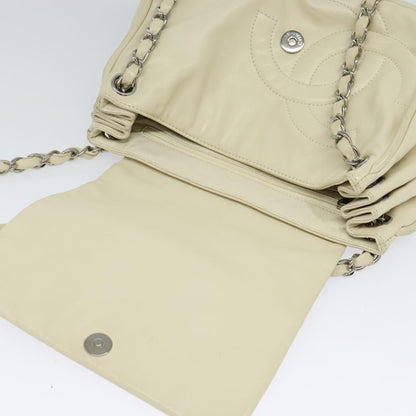CHANEL Chain Shoulder Bag Leather Beige CC bs22626