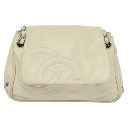 CHANEL Chain Shoulder Bag Leather Beige CC bs22626