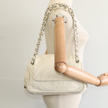 CHANEL Chain Shoulder Bag Leather Beige CC bs22626