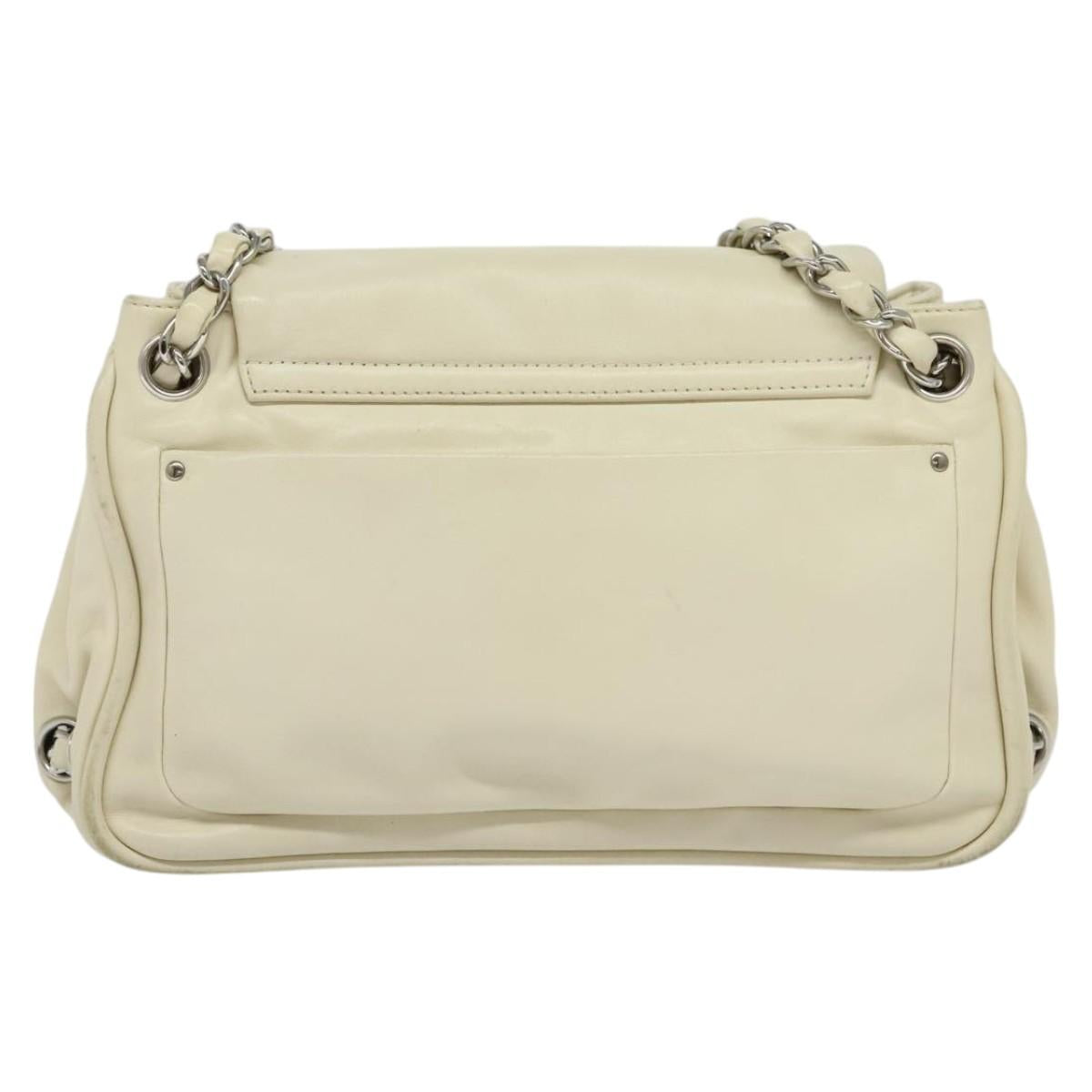 CHANEL Chain Shoulder Bag Leather Beige CC bs22626