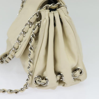 CHANEL Chain Shoulder Bag Leather Beige CC bs22626