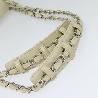 CHANEL Chain Shoulder Bag Leather Beige CC bs22626