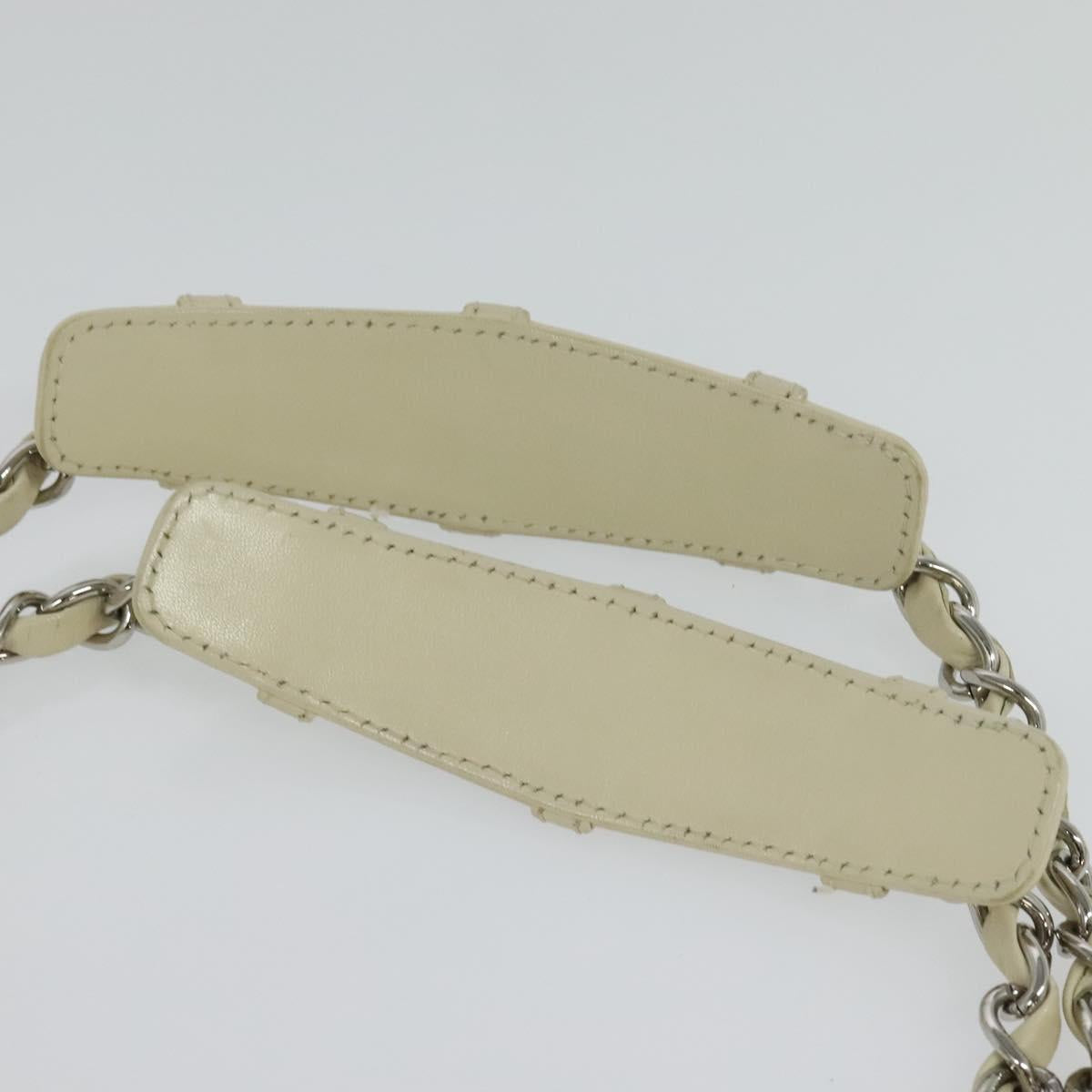 CHANEL Chain Shoulder Bag Leather Beige CC bs22626