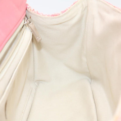 CHANEL Chain Flap Shoulder Bag Turn Lock Canvas Pink CC bs334A