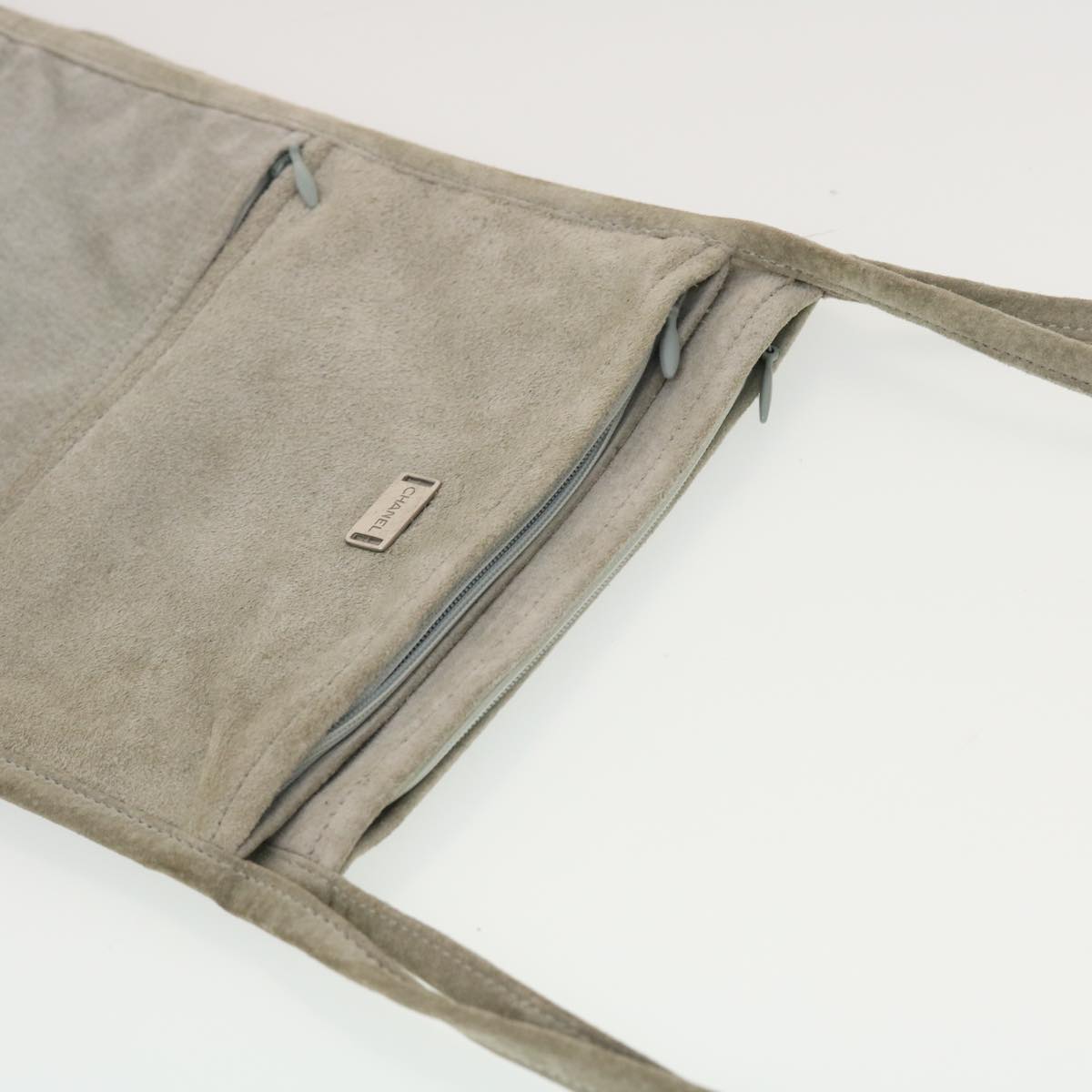 CHANEL Wall Hanging Pouch Suede Gray CC bs5681