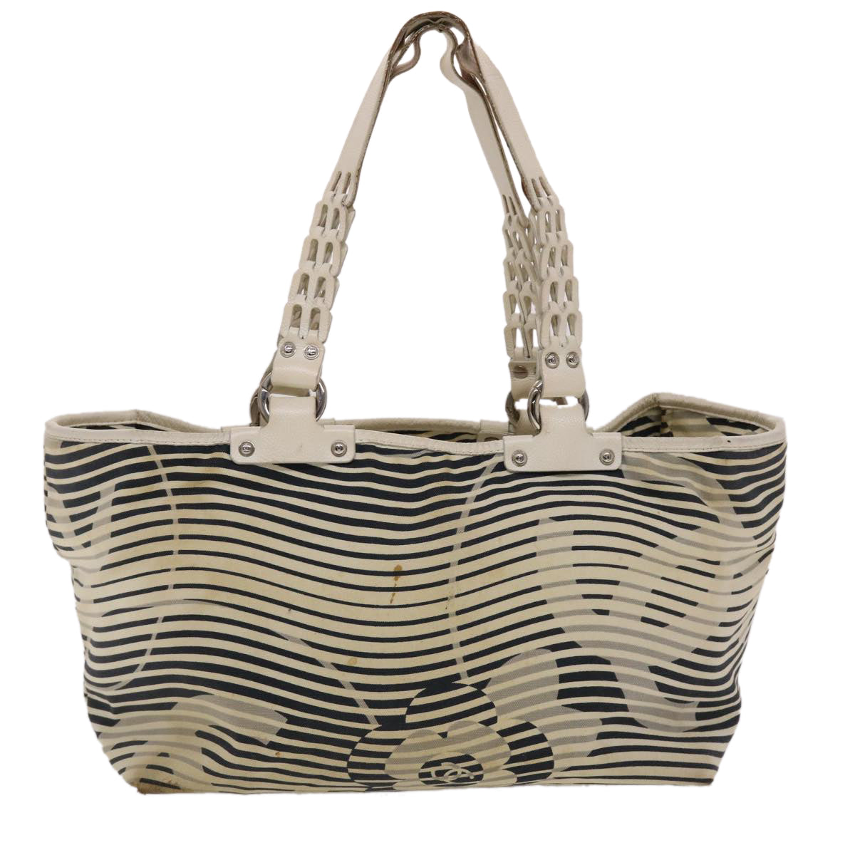 CHANEL Shoulder Bag Canvas White CC bs6944