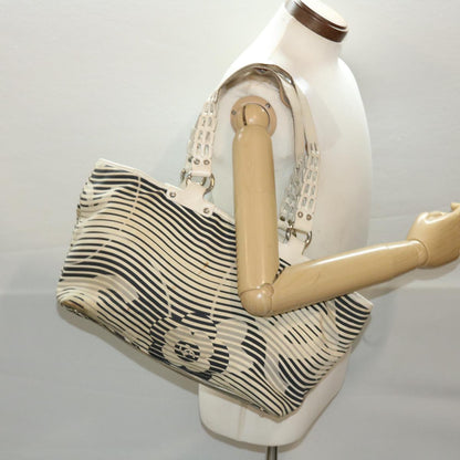 CHANEL Shoulder Bag Canvas White CC bs6944