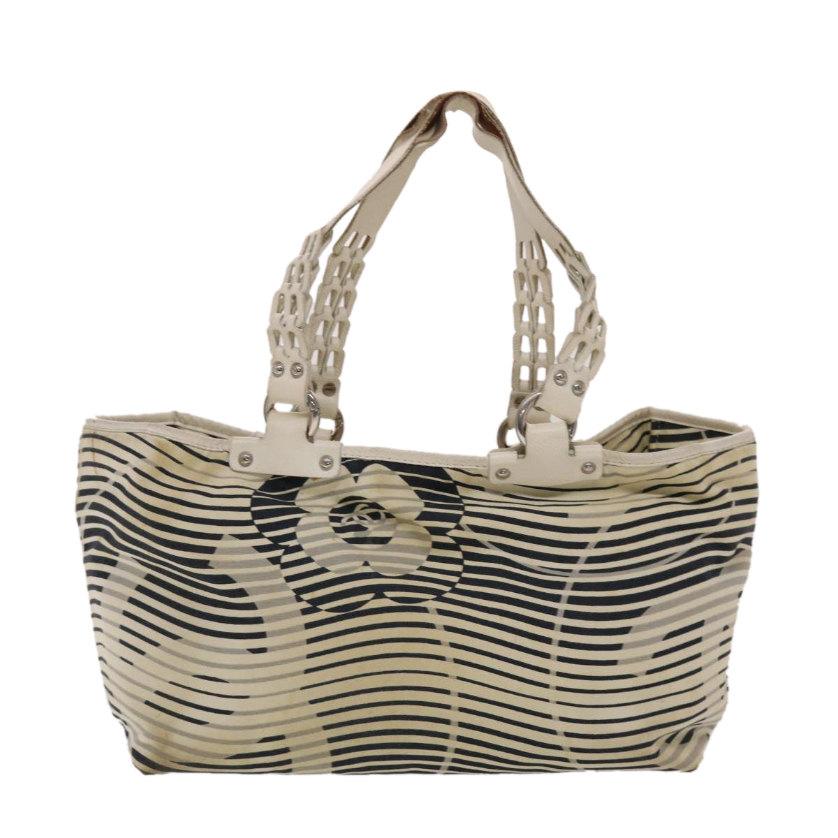 CHANEL Shoulder Bag Canvas White CC bs6944