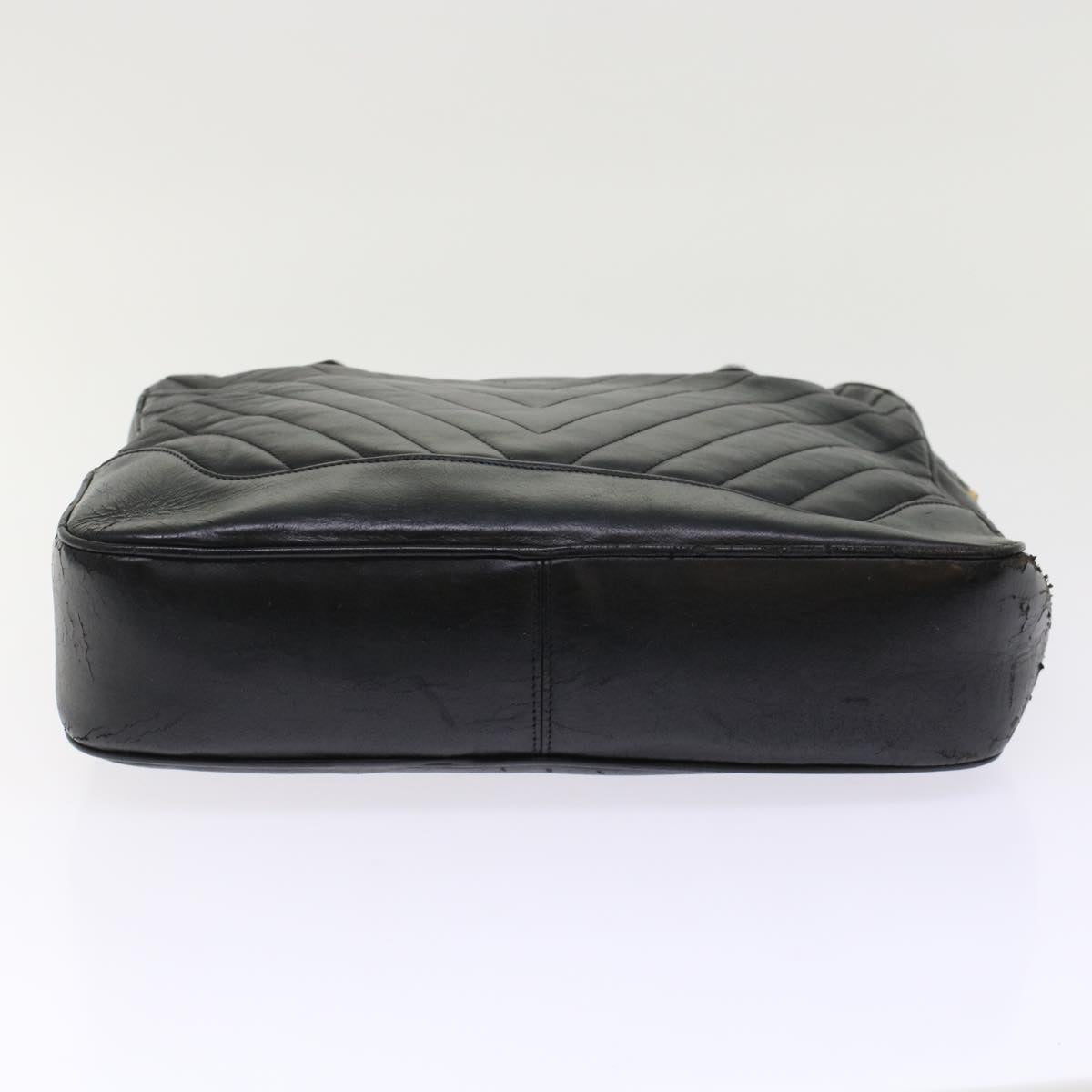 CHANEL V Stitch Hand Bag Leather Black CC bs7027