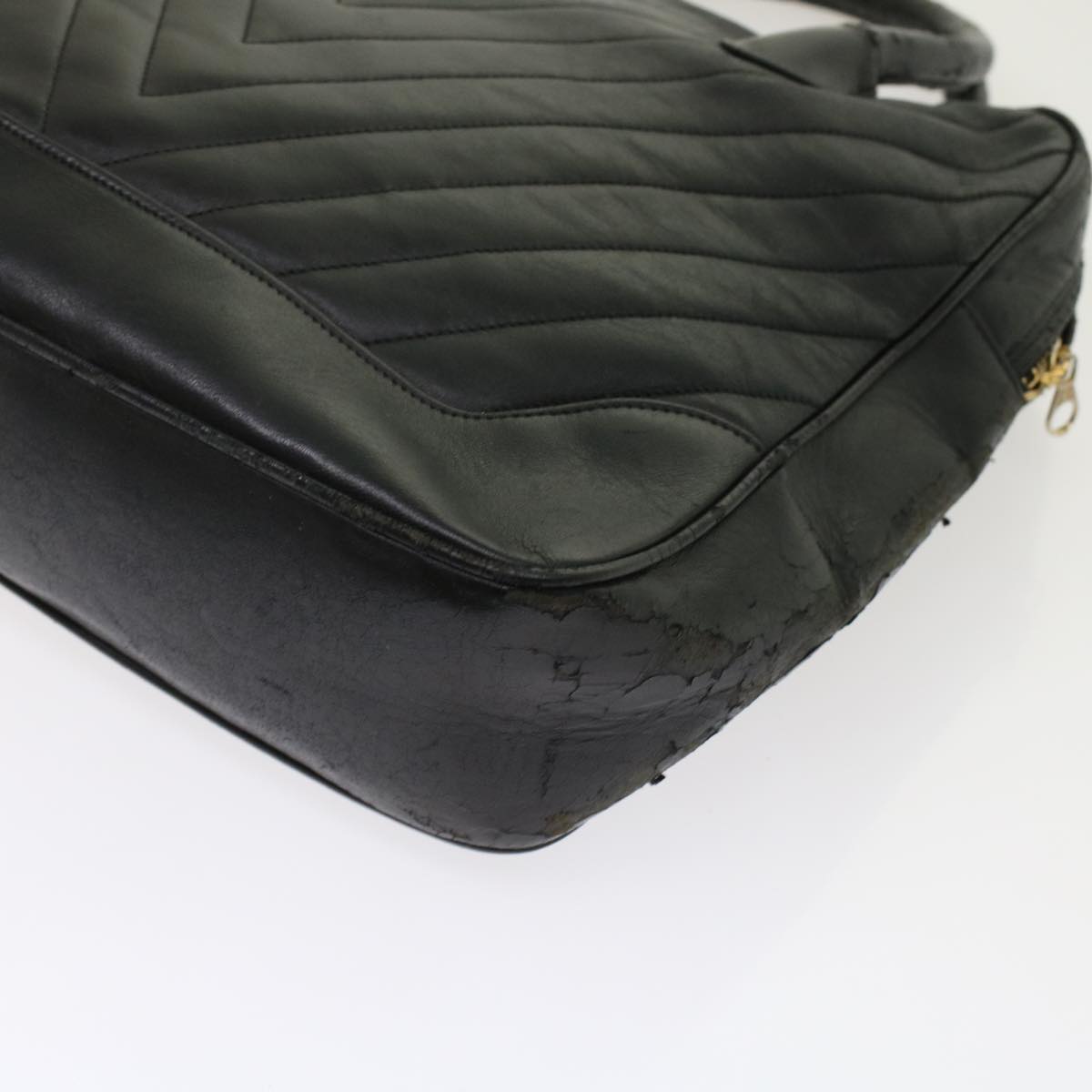 CHANEL V Stitch Hand Bag Leather Black CC bs7027