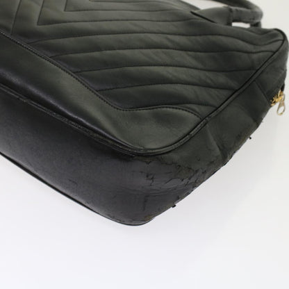 CHANEL V Stitch Hand Bag Leather Black CC bs7027