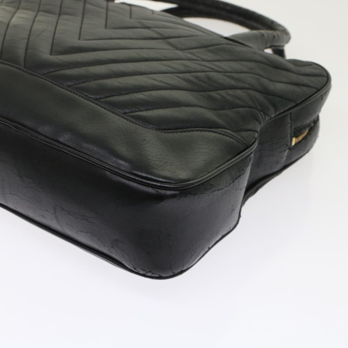 CHANEL V Stitch Hand Bag Leather Black CC bs7027