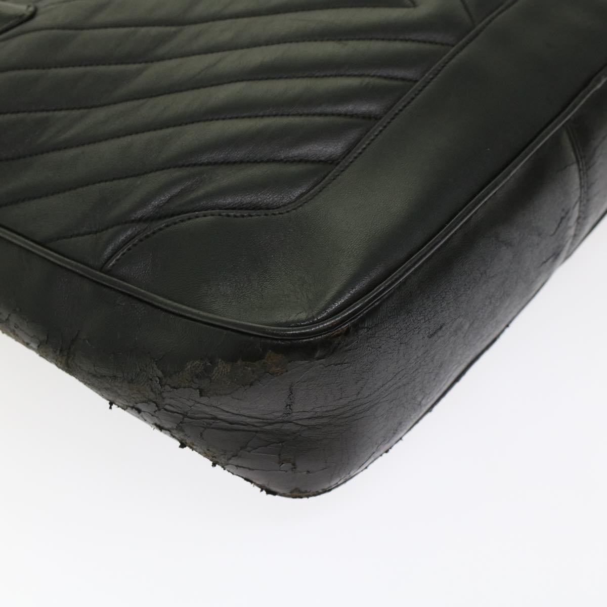 CHANEL V Stitch Hand Bag Leather Black CC bs7027