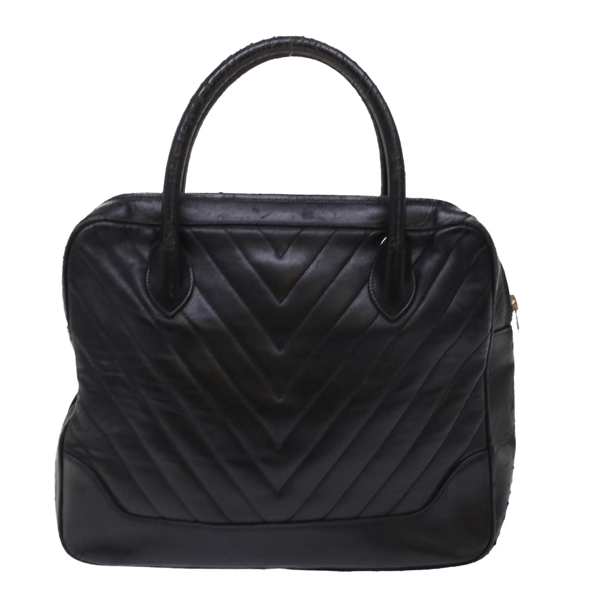 CHANEL V Stitch Hand Bag Leather Black CC bs7027