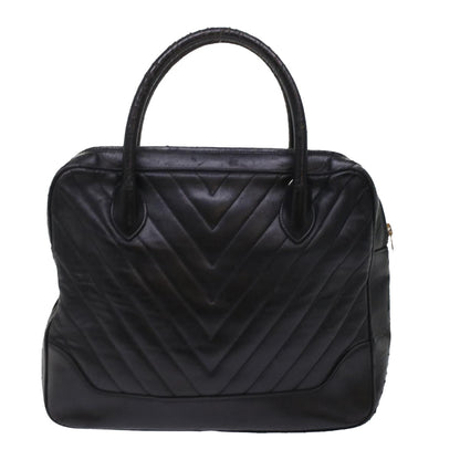 CHANEL V Stitch Hand Bag Leather Black CC bs7027