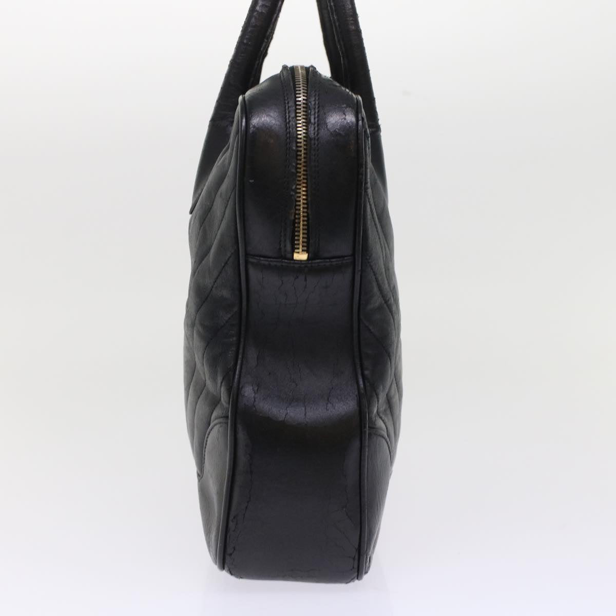 CHANEL V Stitch Hand Bag Leather Black CC bs7027