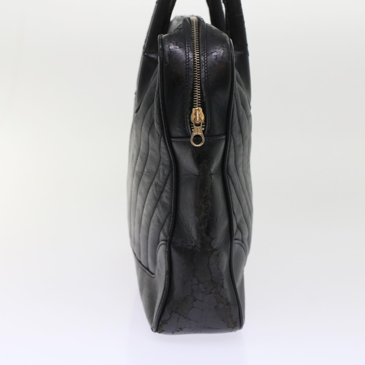 CHANEL V Stitch Hand Bag Leather Black CC bs7027