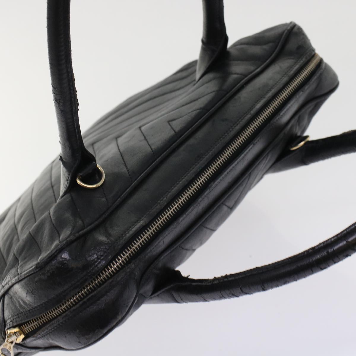 CHANEL V Stitch Hand Bag Leather Black CC bs7027