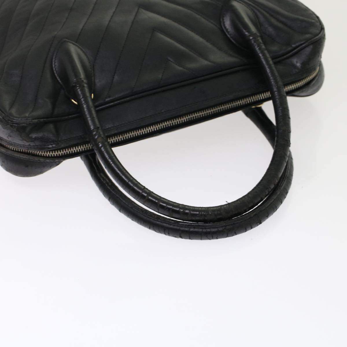 CHANEL V Stitch Hand Bag Leather Black CC bs7027