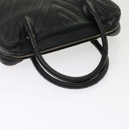 CHANEL V Stitch Hand Bag Leather Black CC bs7027